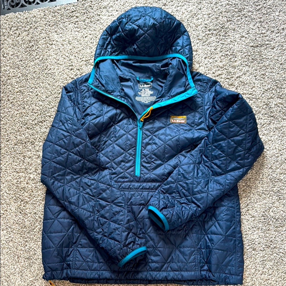 L.L. Bean Quilted Pullover Jacket - Navy and Teal